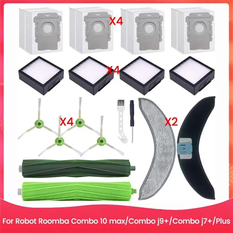 AEB1-Pezzi di ricambio per Irobot Roomba Combo 10 Max,Combo J9+,Combo J7+/Plus, spazzole, filtri, sacchetti per la pulizia