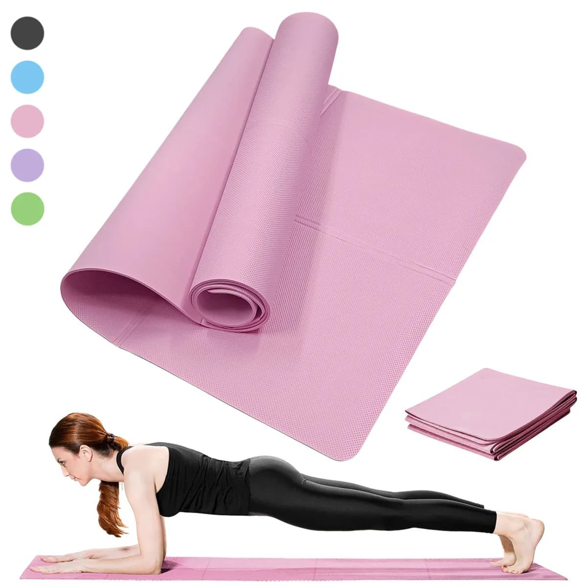 Tappetino Yoga Pilates Fitness Spessore 3/4/6mm Antiscivolo Cuscino Yoga da Viaggio Tappetino per Esercizi Fitness per Donne Palestra Domestica Allenamento a Terra