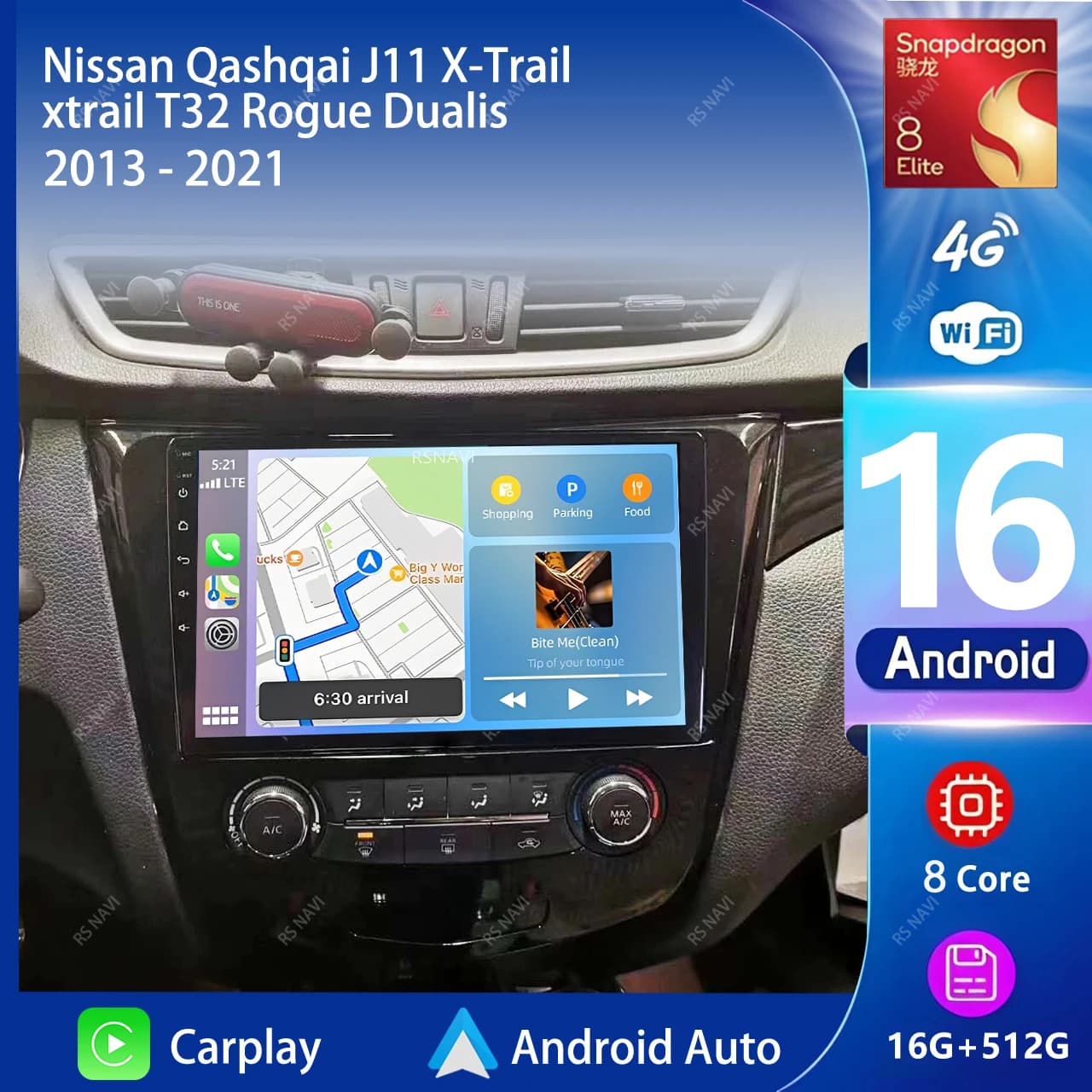Qualcomm Android 16 Carplay Car Radio Multimedia For Nissan Qashqai J11 X-Trail xtrail T32 Rogue Dualis 2013- 2021 Stereo 2din