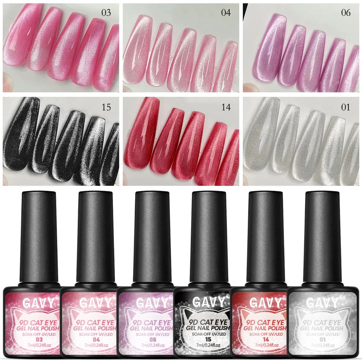 6pc Glitter Cat Set di smalti gel magnetici per unghie Cat Eye Gel UV semipermanente riflettente olografico Soak Off Sparkling Nail Art