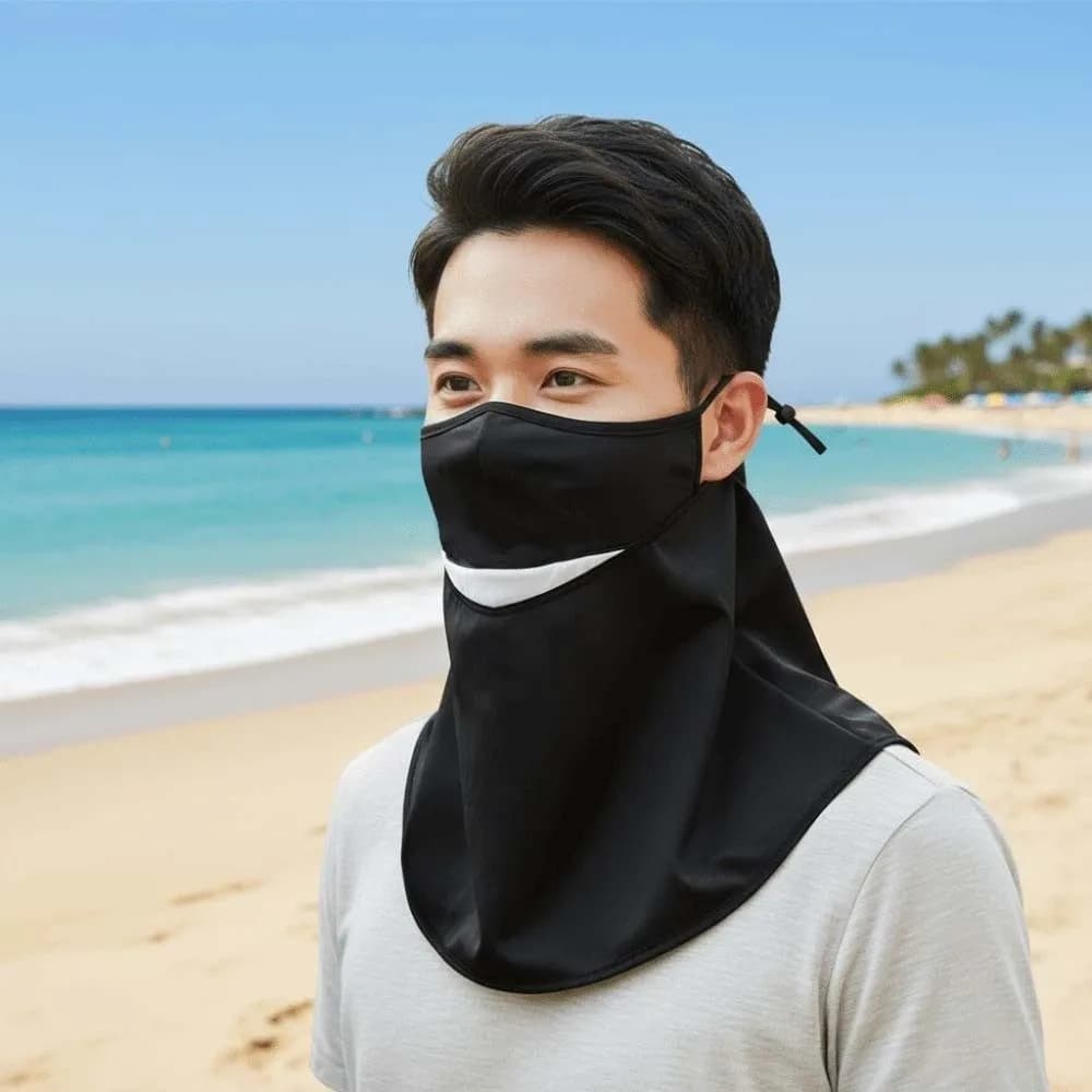 Sunscreen in Ice Silk with Scarf, Solar Protection Elastica Sottile for Face and Hill, Unit Tint, Breathable
