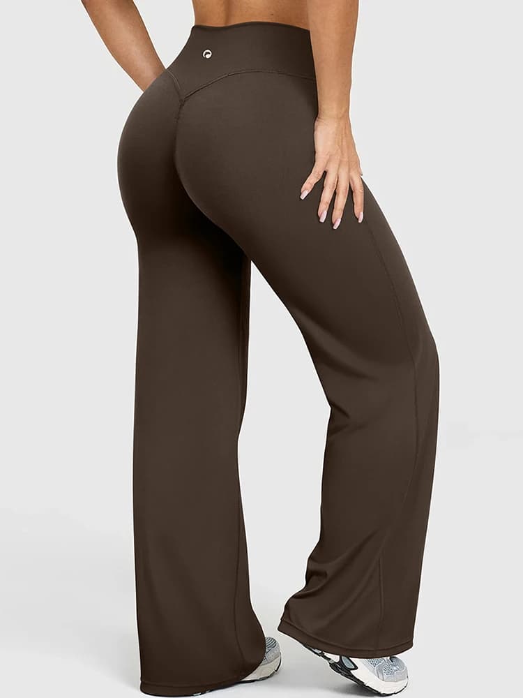 OQQ Leggings sportivi casual da palestra traspiranti da donna Pantaloni da yoga fitness sportivi svasati per il sollevamento dei glutei a vita alta