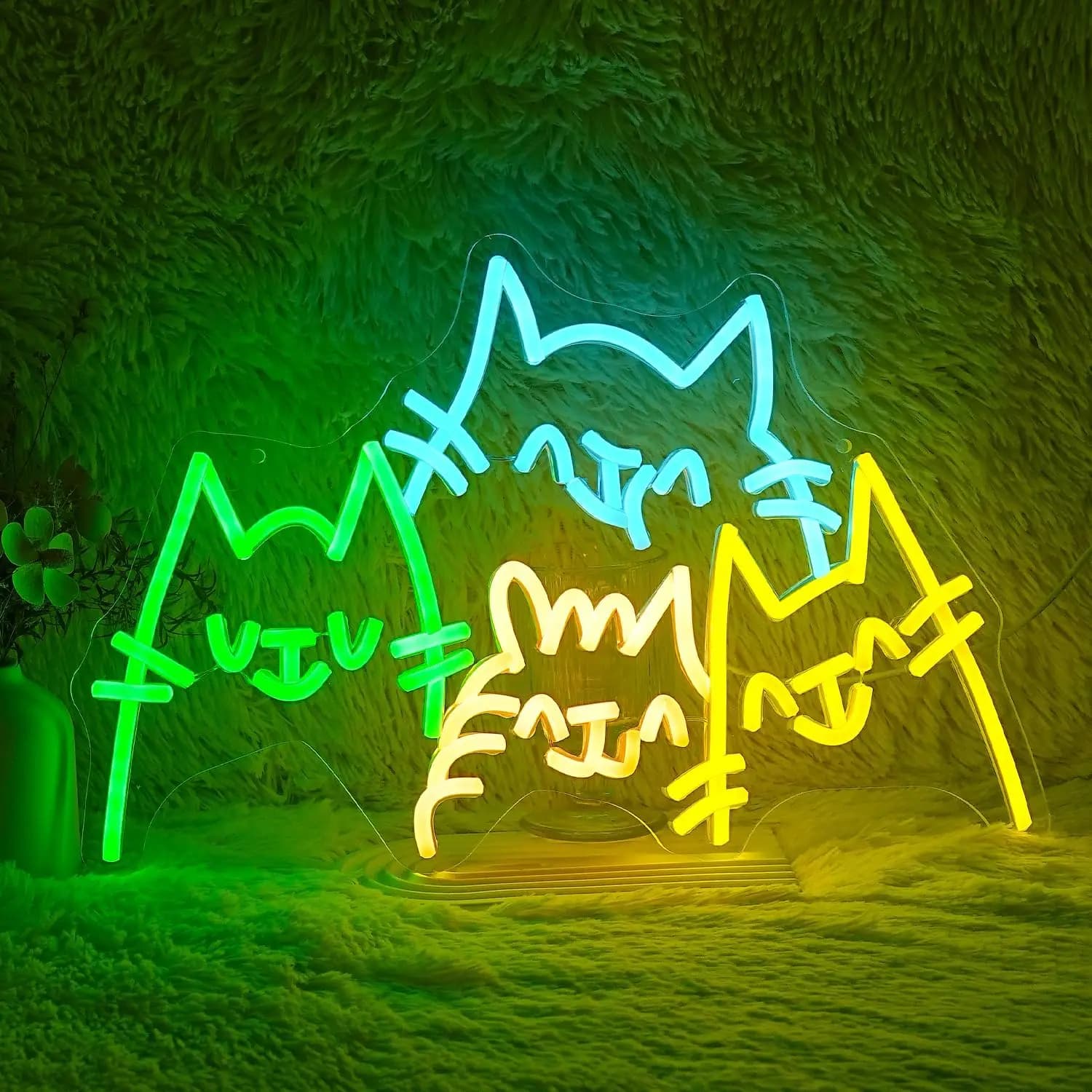 Insegna al neon per famiglia di gatti USB dimmerabile LED insegna al neon decorazione da parete per sala da gioco camera da letto soggiorno bar regali per feste
