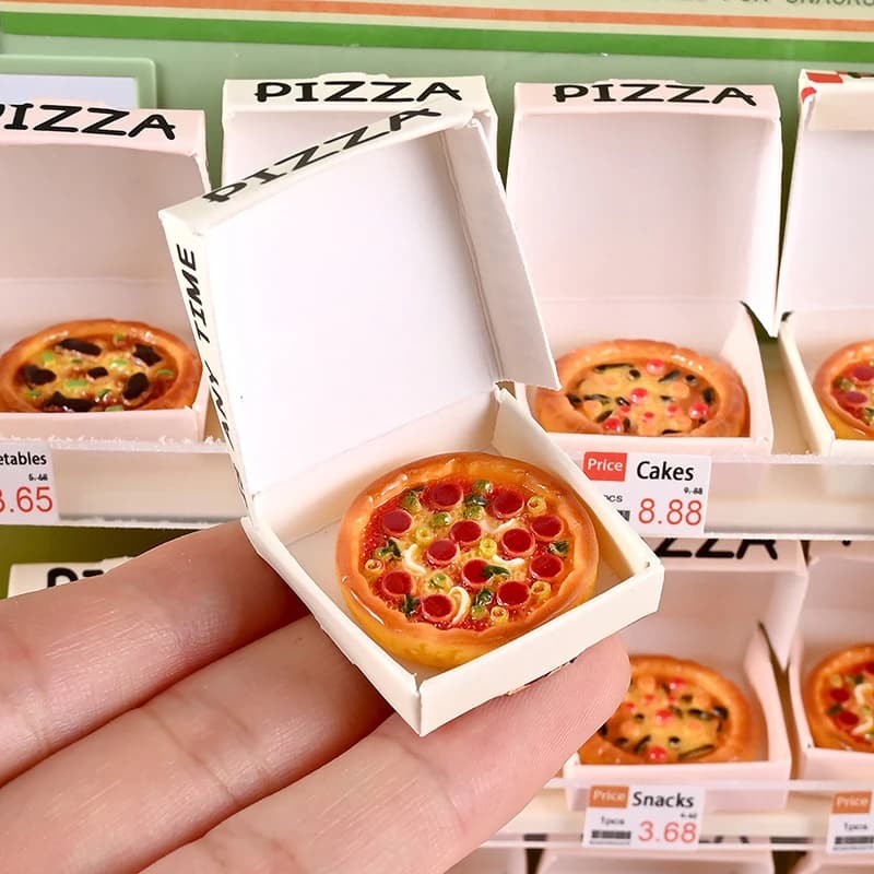 [JN] 6 pezzi di casa delle bambole in miniatura per pizza o scatola di imballaggio modello cucina decorazione alimentare accessori per casa delle bambole giocattolo