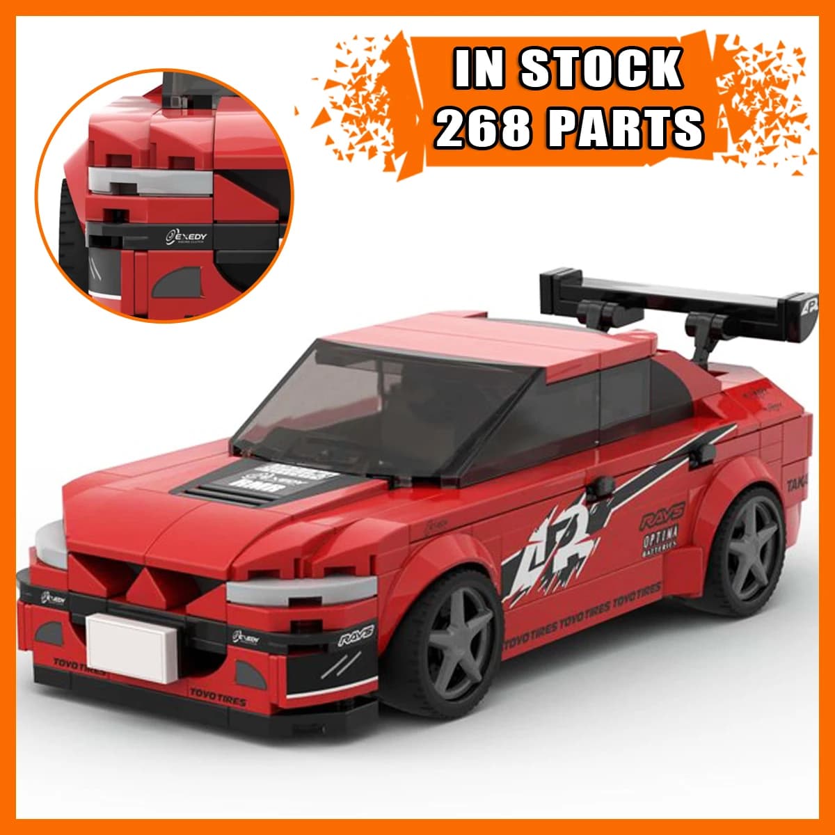 NUOVO Set di Blocchi da Costruzione per Auto Sportiva Stile Drift, Kit Modello Veicolo Fai-da-Te MOC, Giocattolo Educativo Creativo Regalo per Bambini