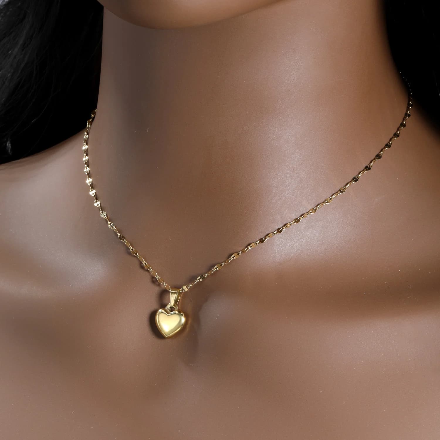 LUXUSTEEL Collana con ciondolo a forma di cuore dorato con numeri romani, collana da donna in acciaio inossidabile, con catena e ciondolo, regalo di gioielleria