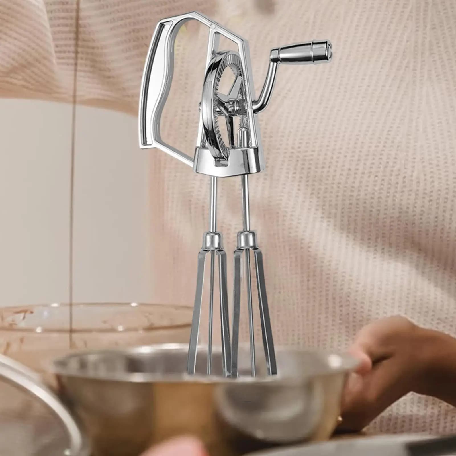 Stainless Steel Manual Blender, Washable Multi-functional Sweater in Dishwasher, Portable Mixer for Eggs and Impasts
