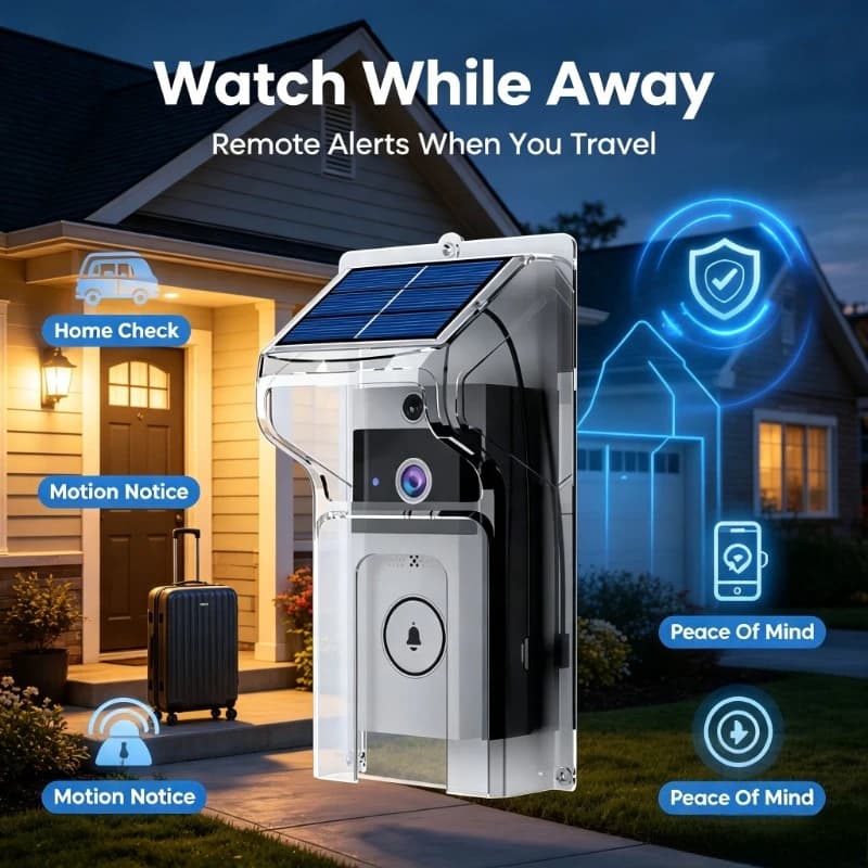 Digital Peephole Video Intercom Solar Charged Waterproof WiFi Wireless Visitor Doorbell Cam