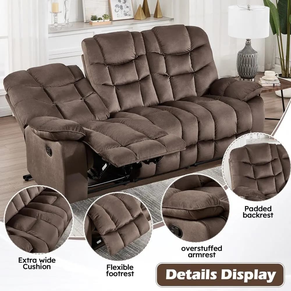Power Loveseat Recliner Sofa with Console, Electric Double Reclining Couch with Heat amp 8Point Massage, Bluetooth Speakers, Fl