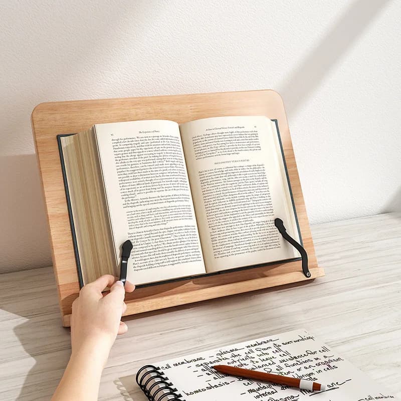 Wooden Adjustable Desktop Reading Shelf Rack Easel Stands Book Laptop Holder Student Book Clamp For Music Score Tablet