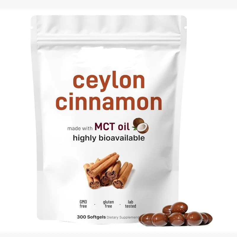 300 Capsule di Cannella di Ceylon con Olio MCT, Estratto Erboristico Altamente Bioattivo, Antiossidante e Supporto per il Controllo dello Zucchero