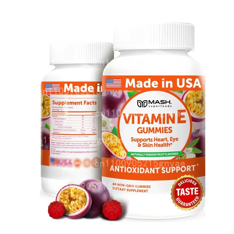 Vitamin E supplements support immune, non-GMO, gluten-free and antioxidant health (125 mg 60 soft capsules)