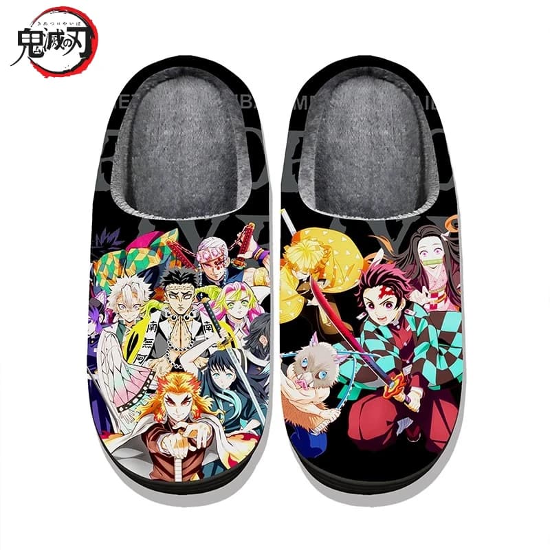 Pantofole in peluche con personaggi Demon Slayer per uomo e donna Calzature imbottite per interni calde invernali Tanjiro Nezuko Zenitsu Regalo per coppie