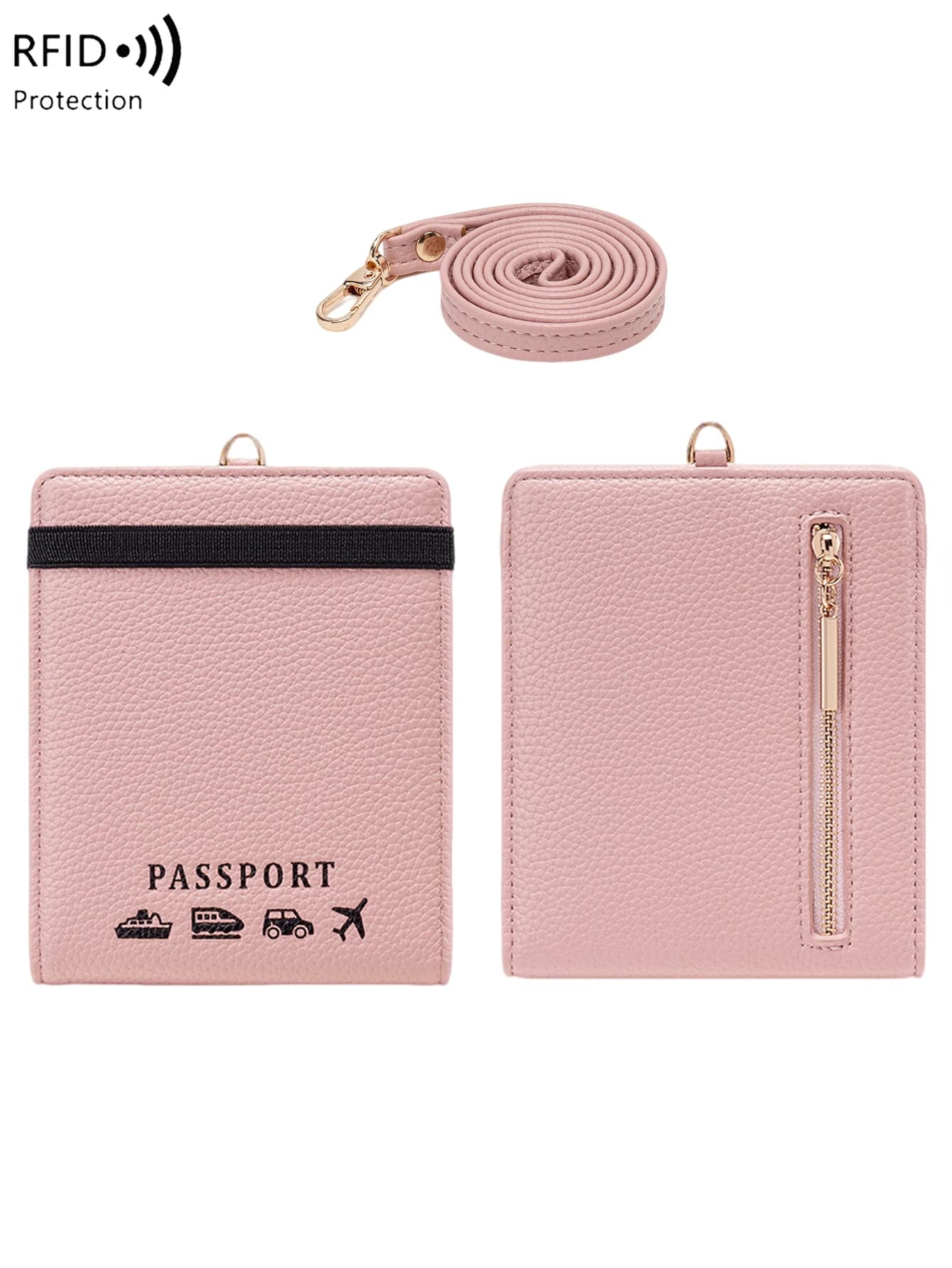 Porta Passaporto Portatile con Cinturino da Collo, Borsa Impermeabile per Passaporto da Viaggio, Organizzatore per Carte, Contanti e Biglietti per Uomini e Donne