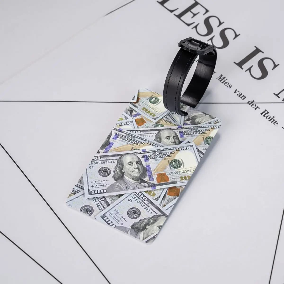 Etichette per Bagagli con Sfondo di Banconote da 100 Dollari, Porta Etichette per Valigie da Viaggio con Spazio per Nome, Indirizzo e ID