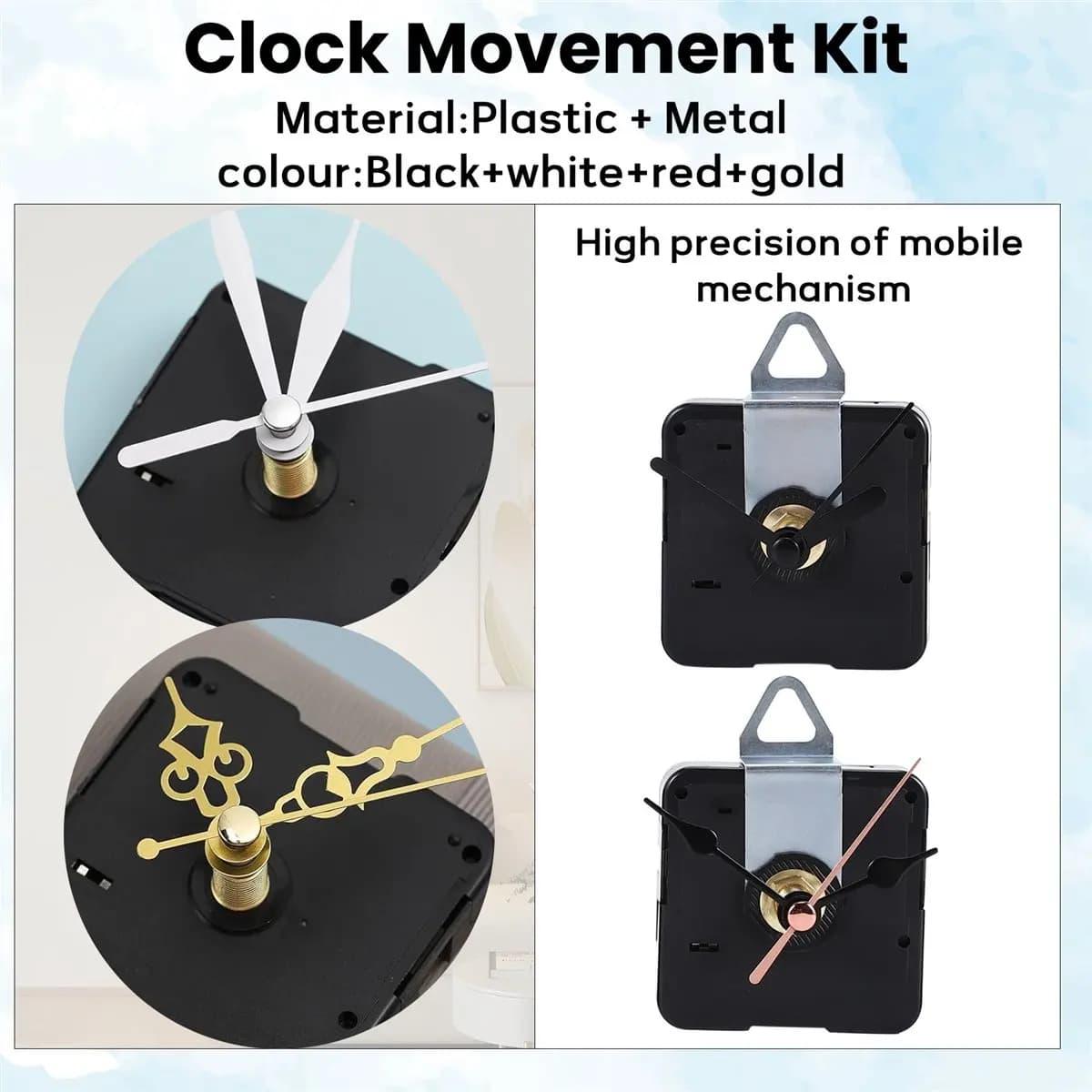 Low price 5 pieces Clock movement mechanism Parts Silence Quartz wall clock DIY with 7 different pairs Clock hands replacement kit