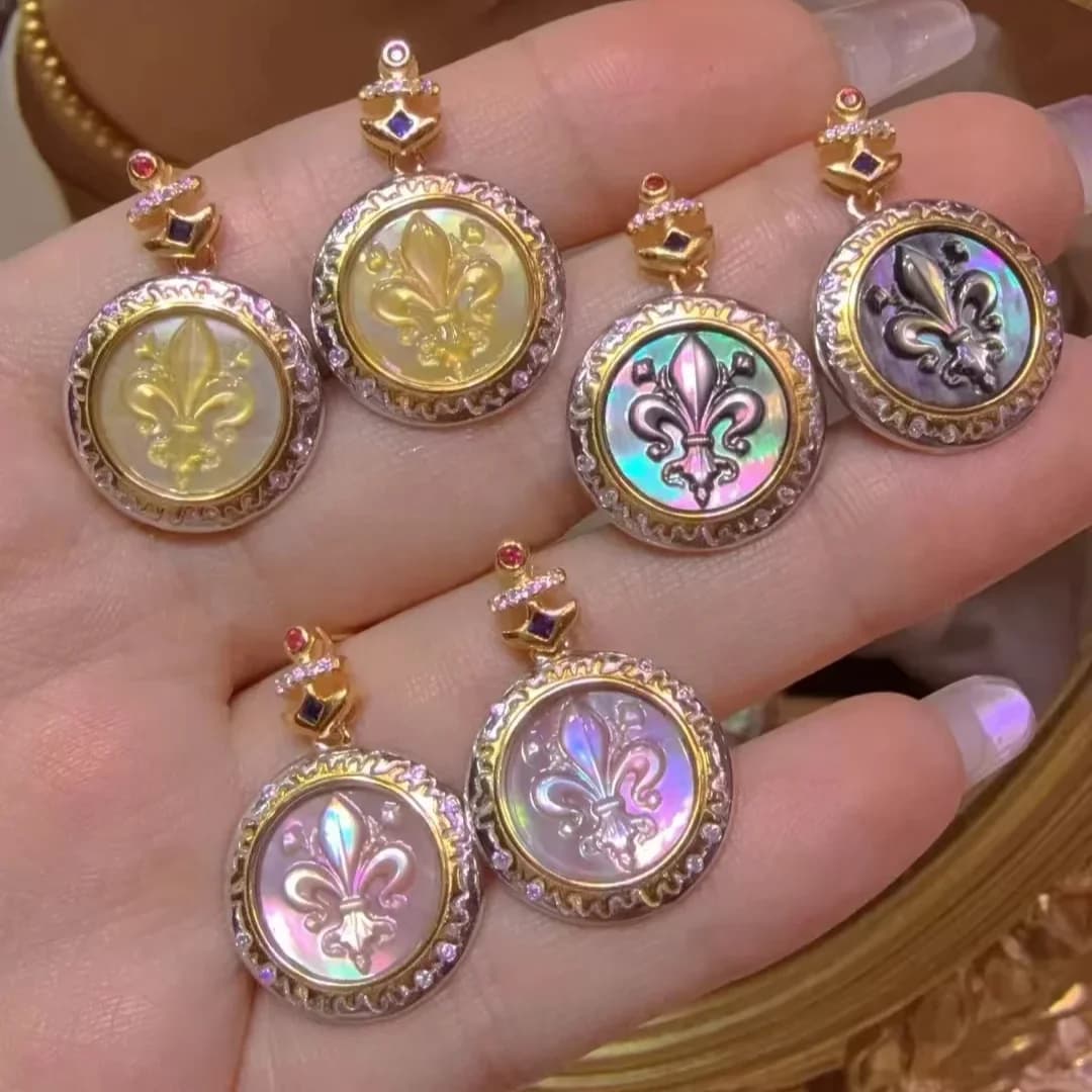 Orecchini CamEO S925 Argento Squisita fattura iridescente per sculture di conchiglie Mare profondo per gioielli di moda farfalla