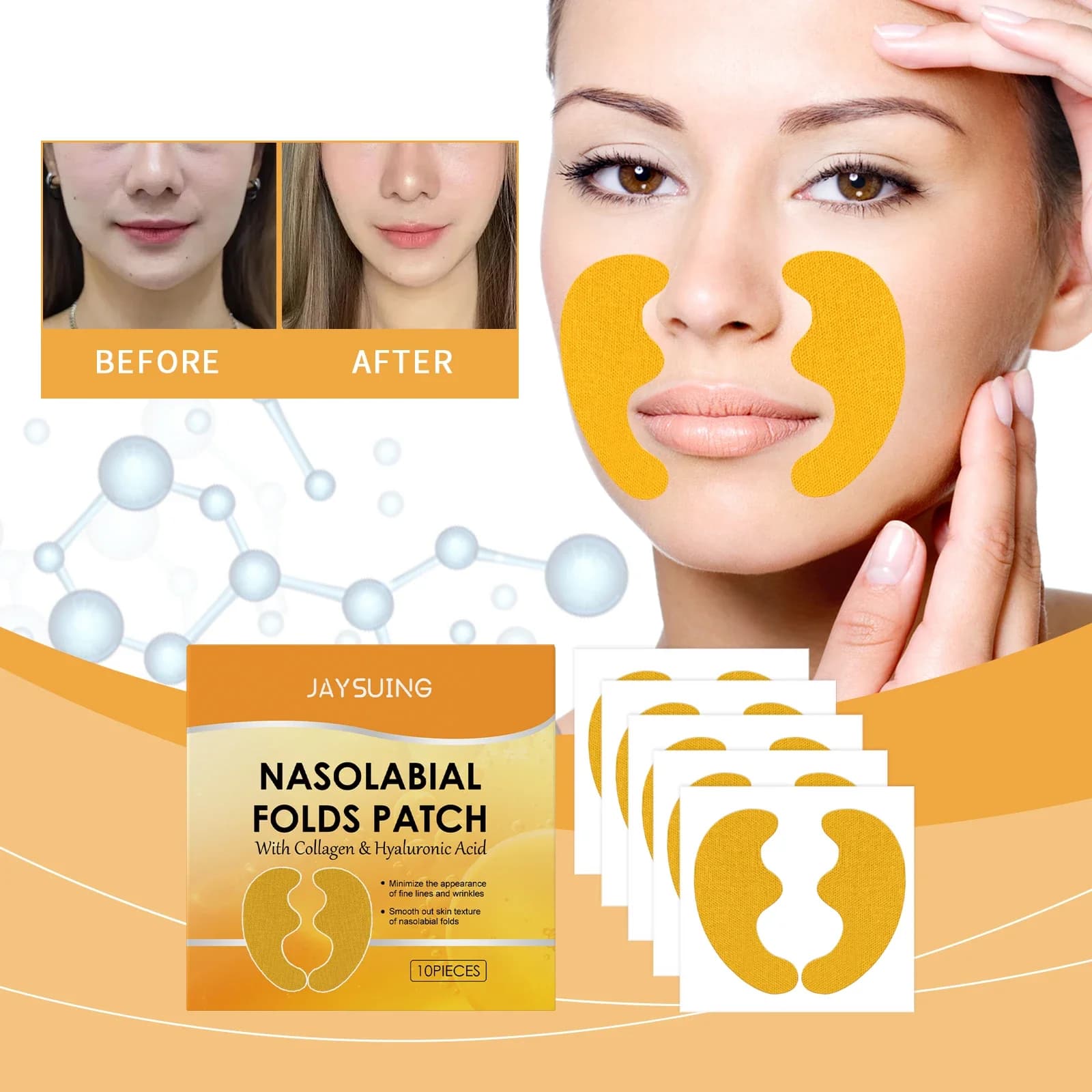 Jasuing Adesivo rassodante e schiarente antirughe Idratante Antirughe Invecchiamento Rassodante Cura della pelle Rinfrescante Controllo del petrolio Bellezza