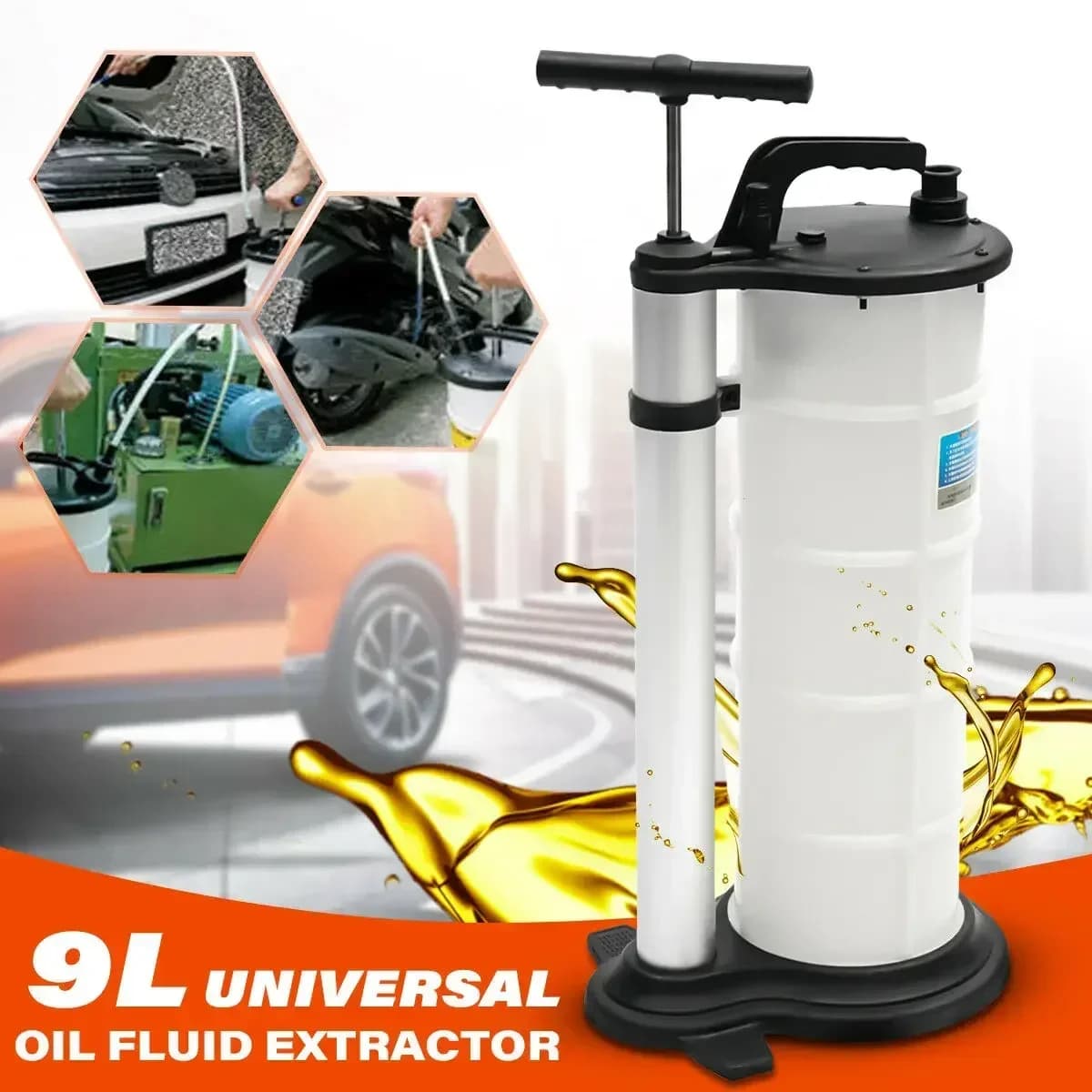 Estrattore di fluido olio da 9 litri Aspirazione manuale di carburante per vuoto Estrattore per serbatoio di trasferimento per barche per auto Estrattore per cambio