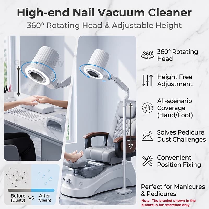 Nails Supplies Nail Dust Collector 4700RPM Super Suction With LED Fill Light Nail Dust Vacuum Fan Vacuum Cleaner Nail Salon