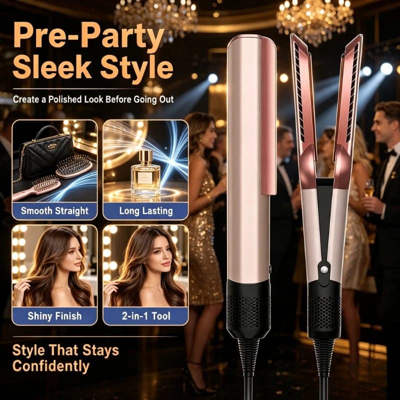 Quick‑heat Dual‑purpose Styling Gear, Wet‑dry Straightener‑Hairdryer Ideal For Bedroom Daily Hair Shaping