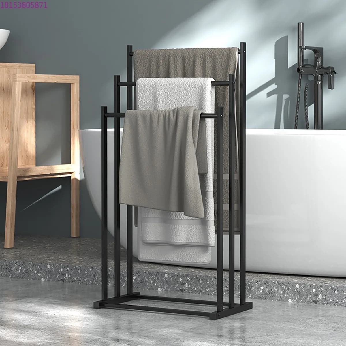 Mensola per uso domestico, asciugatura verticale, bagno, portasciugamani senza perforazione, multifunzione