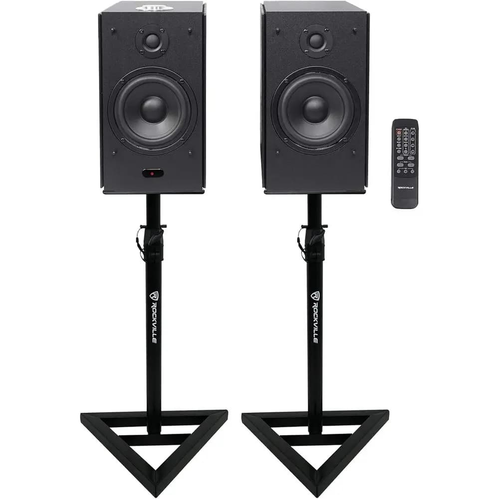 Coppia di Altoparlanti da Scaffale HD5 5" 150W RMS Bluetooth per Casa + Supporti - Nero