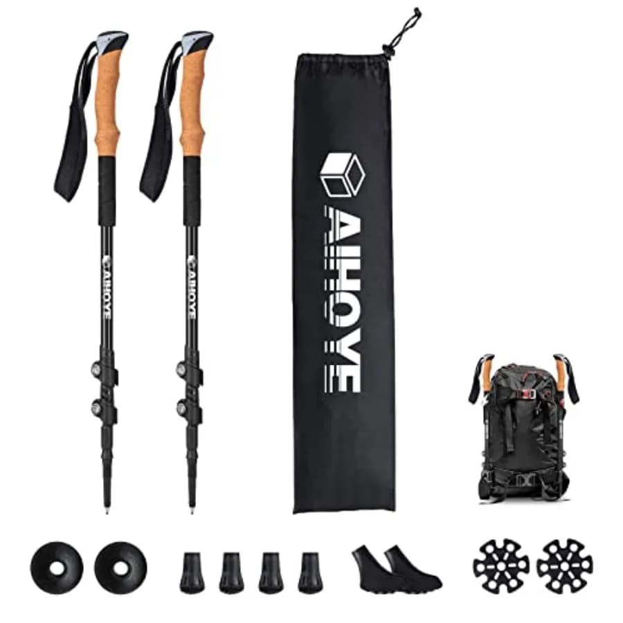 Trekking Hiking Poles - 2 Pack Adjustable Walking Sticks, Collapsible Lightweight Aluminum 7075, Hiking Sticks with Quick Flip-