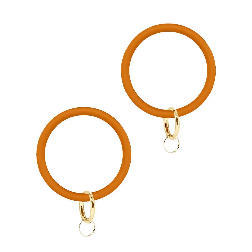 2Pcs Eco-Friendly Silicone Bracelet with Large Alloy Circle Key Ring for Women Fashion Wristband Bright Color Daily Wear