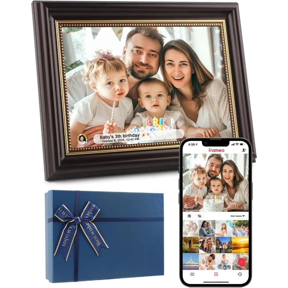 Cornice Digitale WiFi da 10.1 Pollici, 32GB, Schermo Touch IPS HD 1280x800, Regalo per Famiglia a Lunga Distanza