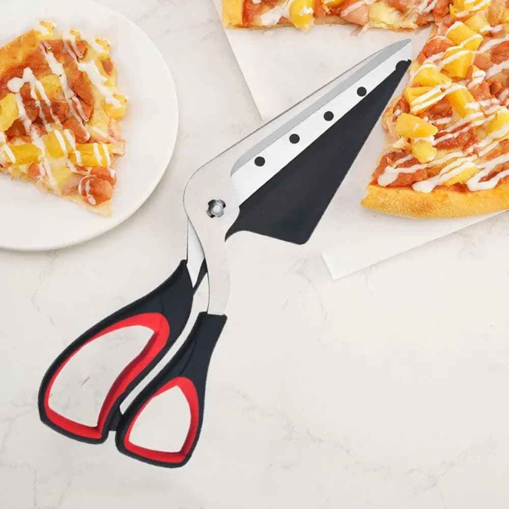 2 in 1 Pizza Scissors Detachable Kitchen Scissors Pizza Cutter Stainless Steel Blade Ergonomic Grip Barbecue Scissors Food