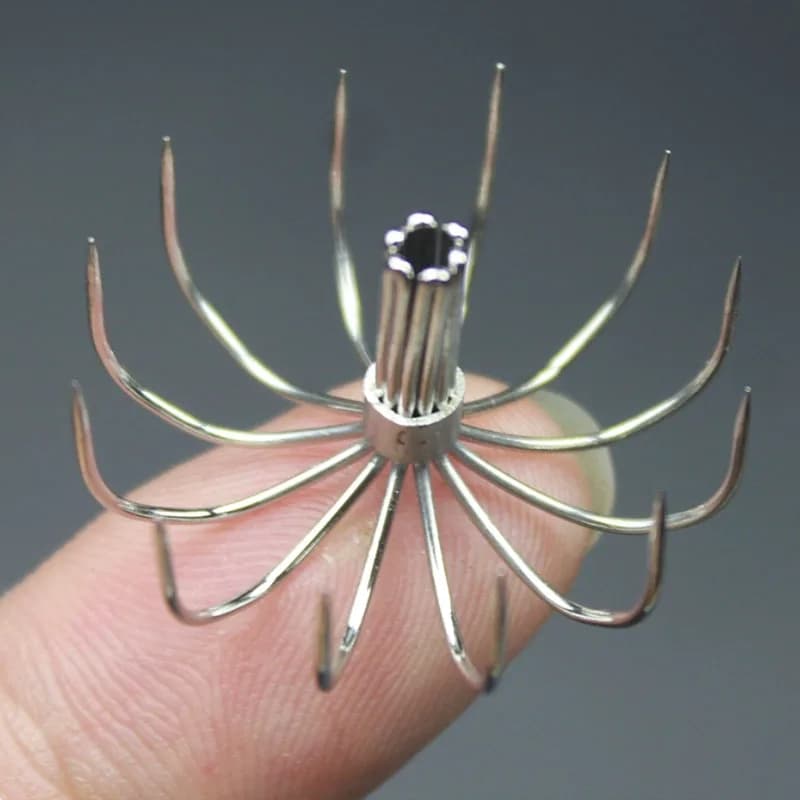 10 pezzi 12 pin in acciaio inossidabile calamari gancio ombrello gancio di ancoraggio ganci per polpo spinato senza gancio per ardiglione 17-45mm