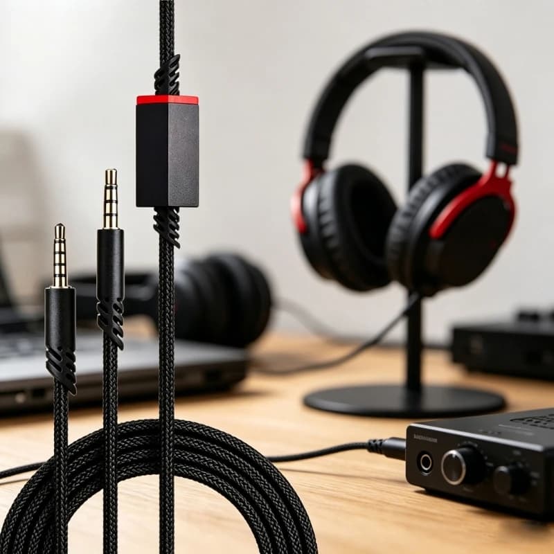 2Meter Gaming Headset Replacement Cord, 3.5Mm 4 Poles to 5 Poles Sound Cable with Inline Mute for A10 A40 A40 K1KF