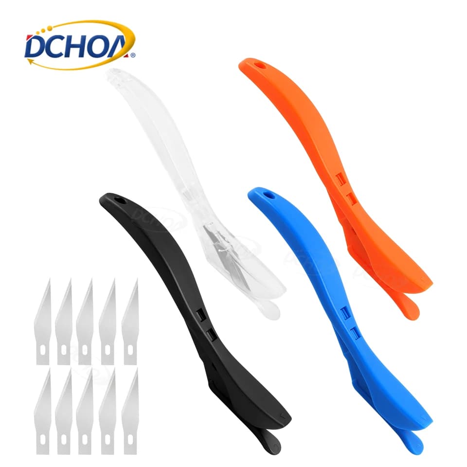 4 pezzi taglierina per carta posteriore pellicola per tinta per finestrino per auto taglierina per vinile per auto strumento per avvolgere l'auto lame coltello lama in acciaio taglierina per manico in PP