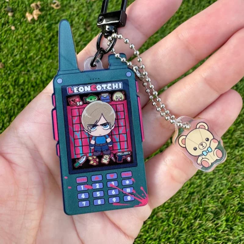 Leon Kennedy Tamagotchi Phone Virtual Pet Acrylic Keychain Cute Kawaii Mini Horror Anime