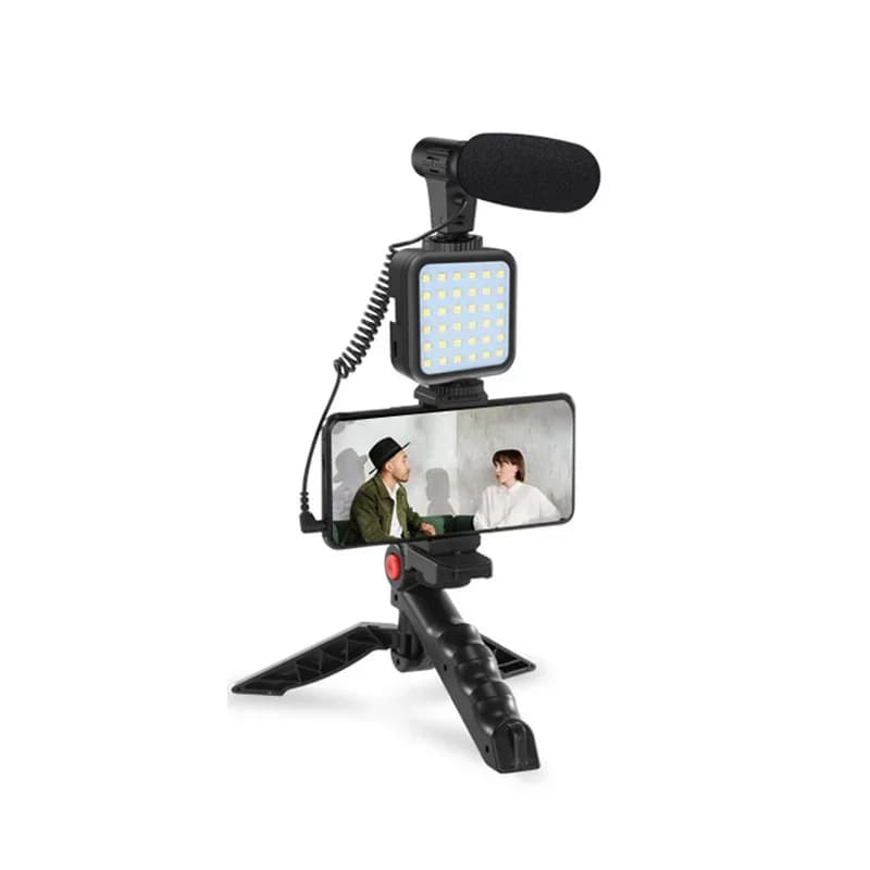 Adatto per telefoni con fotocamera, kit di registrazione video per smartphone, dispositivo di registrazione video con otturatore con luce di riempimento a LED per treppiede