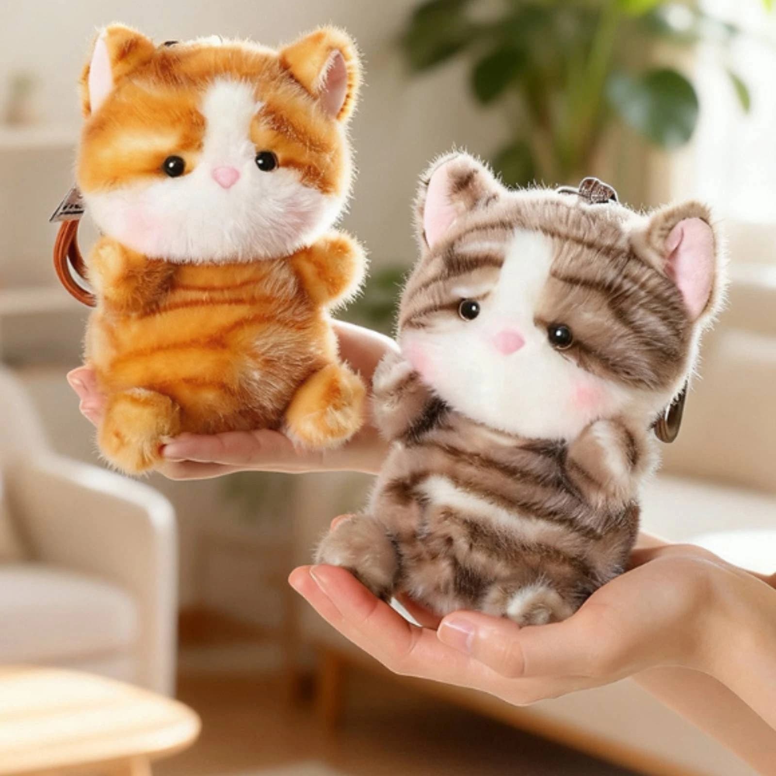 Soft Toy Cat Keychain Cuddly Cat Keychain with Hanging Cord High-Quality Premium for Students, Backpack, Handbag