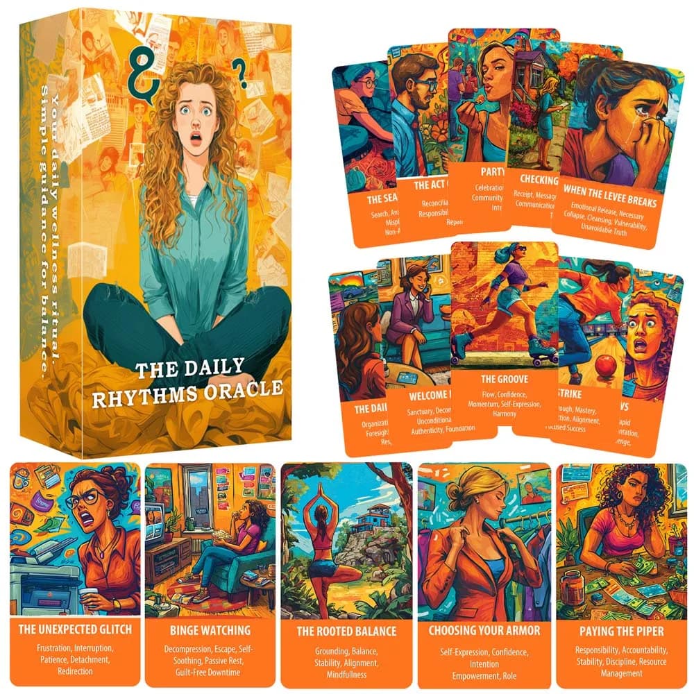 56 carte The Daily Rhythms Oracle Deck, 13x8 cm, gioco di carte per costruire la connessione interiore e comprendere i cambiamenti della vita, intuito spirituale