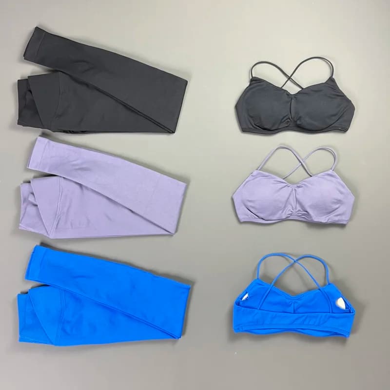 2 Piece Vision Leggings Set Women Backless Sports Vision Bra and Butt Lifting Cross Waist Fitness Tights Pilates Gym Workout Set
