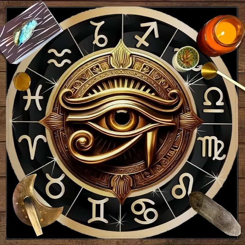 Tappetino da tavolo classico con stampa dell'Occhio di Horus dell'antico Egitto, protezione per tavolo da tarocchi, copertura protettiva per tavolo, ideale per feste e atmosfere speciali.