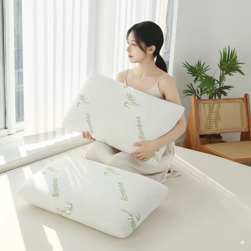 Bamboo Fiber Memory Pillow Slow Rebound Travel Pillow Protecting The Cervical Spine Neck Pillows for Sleeping Pillow for Bedroom