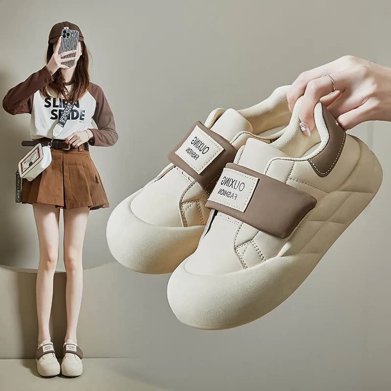 Scarpe Sportive Casual da Donna Primavera 2025, Sneakers Bianche con Suola Spessa e Rialzata, Stile Coreano, per Studentesse