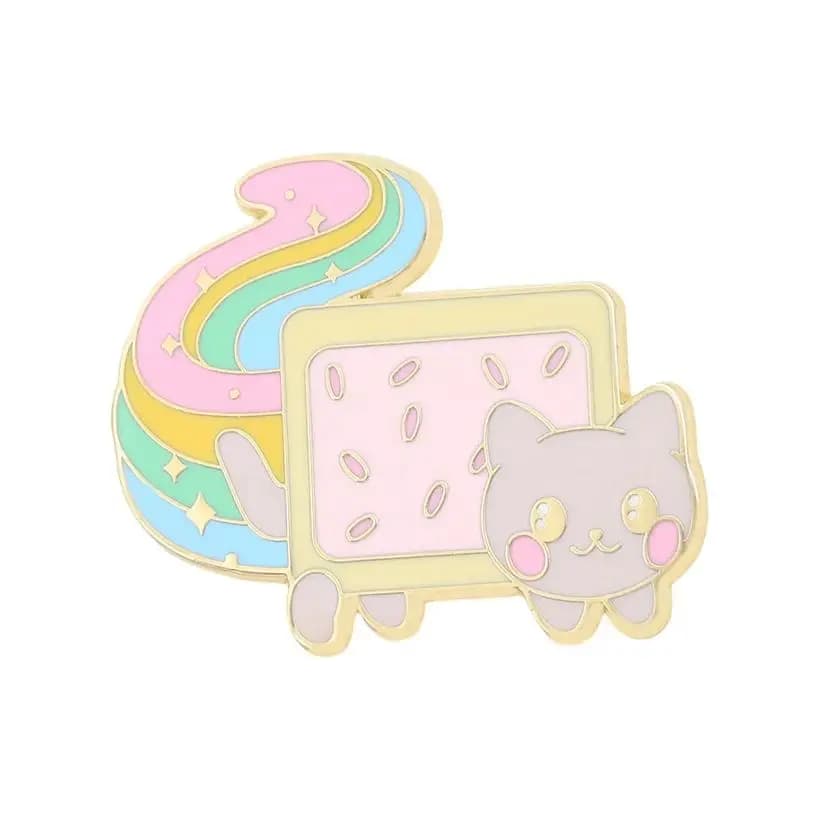 Spilla in smalto Nyan Cat, Spille gatto arcobaleno, Distintivo in metallo Space Kitty, Gioielli animali Kawaii, Regalo per bambini e amici, Spille per zaino e risvolto