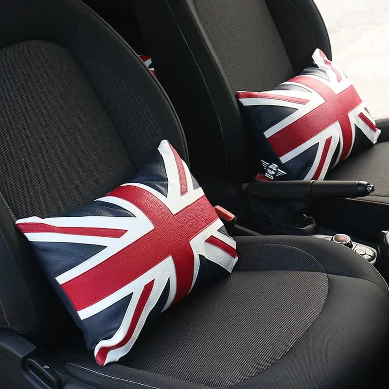 Union Jack Seggiolino Auto Cuscino Lombare Schienale In Pelle Cuscino di Cotone Universale Per MINI Cooper R56 R58 R60 F54 F56 F60 Accessori