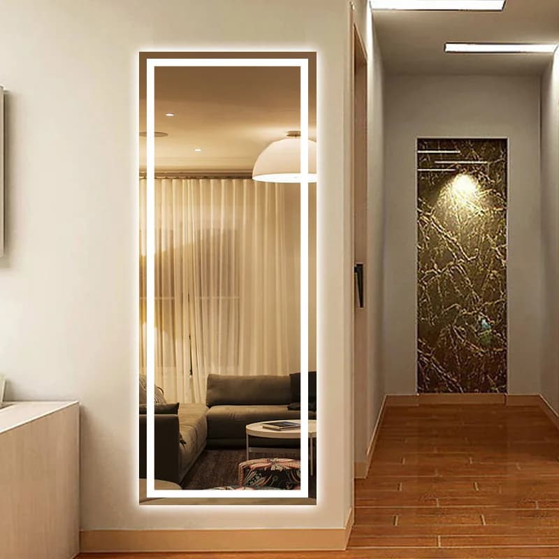 Specchio LED Intelligente a Figura Intera 15,5 * 27,5 Pollici, da Parete per Camera da Letto, Semplice Senza Cornice