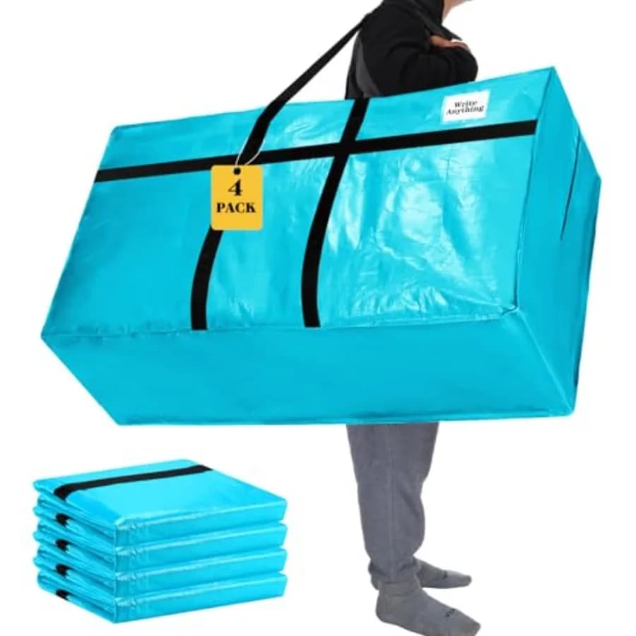 Sacchi per Trasloco Extra Large XXL, Borsa Resistente con Cerniera Robusta e Maniglia, Contenitore Grande Pieghevole per Dormitorio Universitario