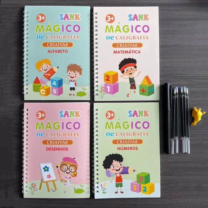 Libro di scrittura magica in quaderno di calligrafia portoghese Montessori Giocattolo educativo riutilizzabile per esercitarsi con lettere calligrafiche