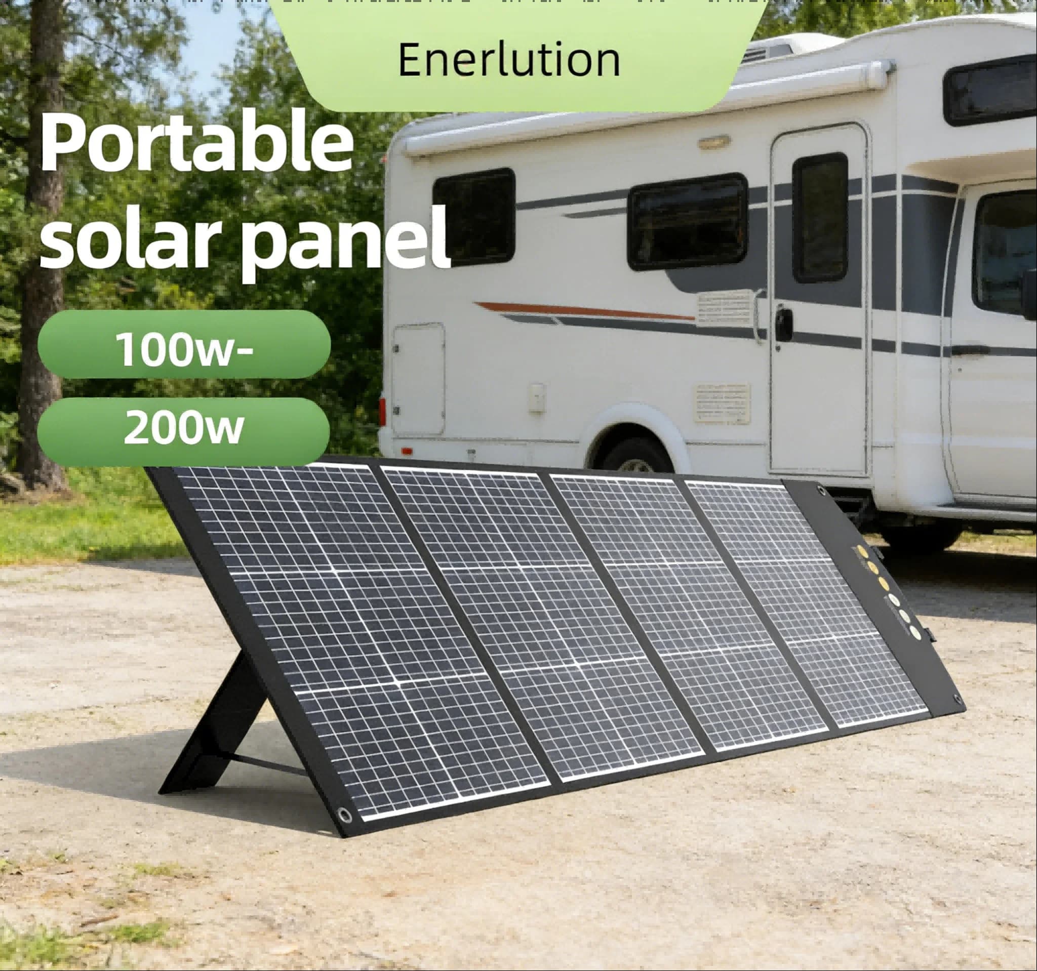Pannello Solare Pieghevole Durevole da 200W, Celle Monocristalline Nere, Impermeabile IP67 per Campeggio e Camper