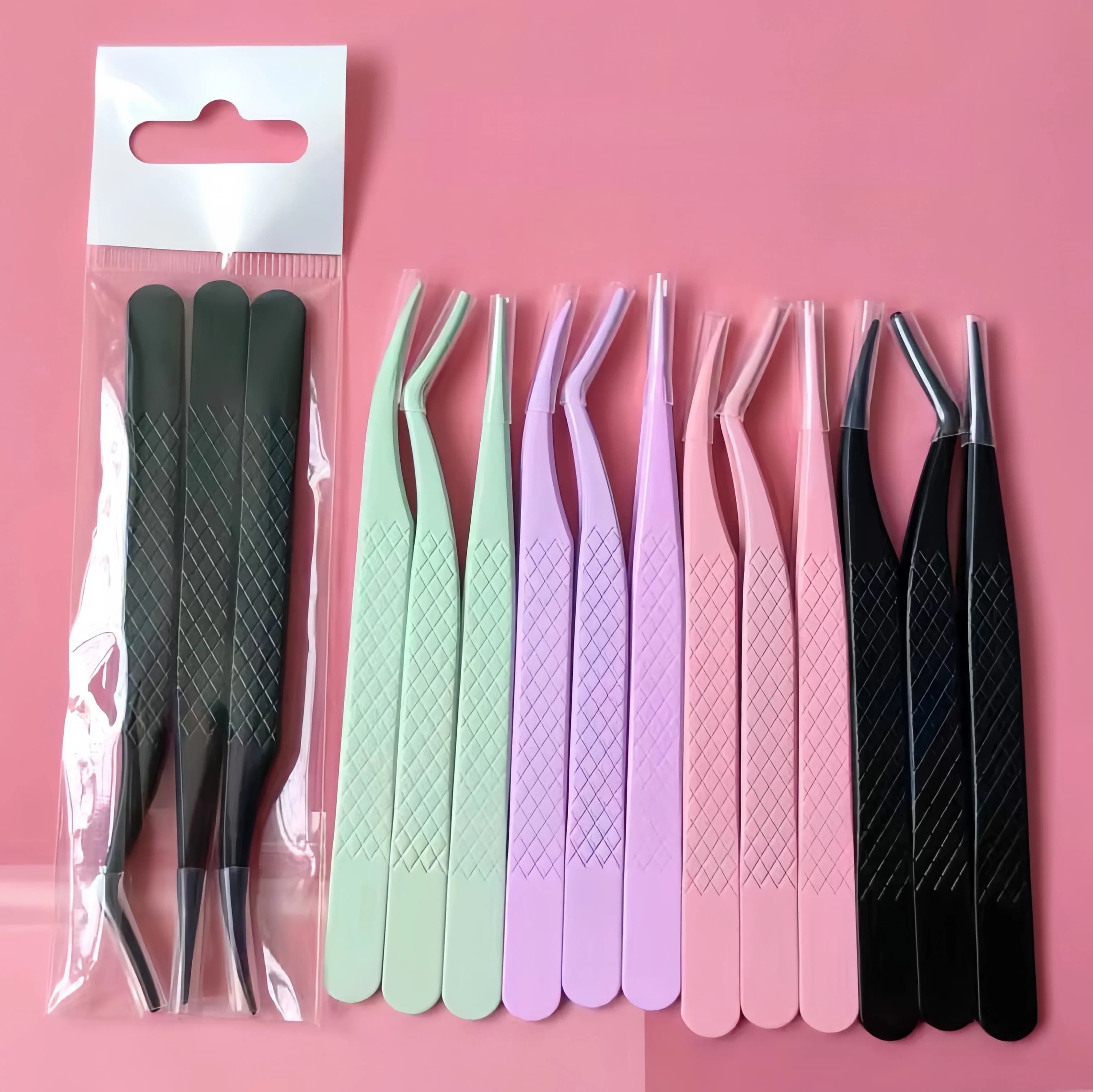 3 pcs set Professional Eyelashes Head Curve In Titanium Eyelash Clasp Tool Fake for Beauty Health Toe In Fiber Folders