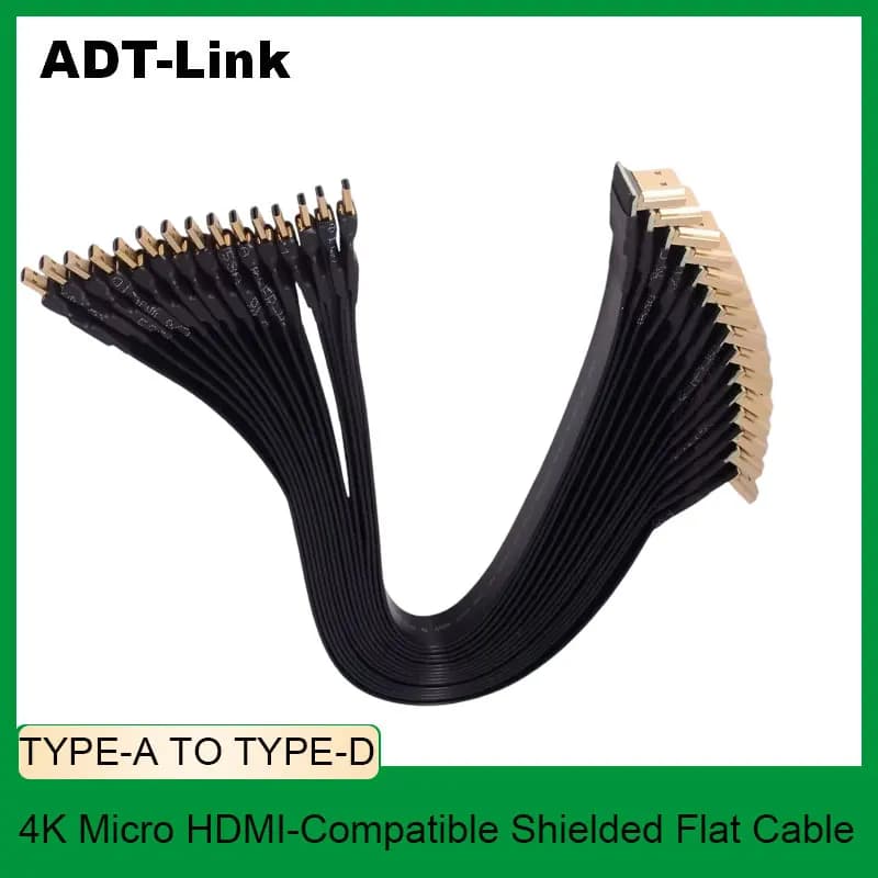 AdDT-Link Adaptador USB da tipo A a tipo D Cavo piatto schermato compatibile con micro HDMI Cavo 4K per fotocamera tablet DJI Antenna HD